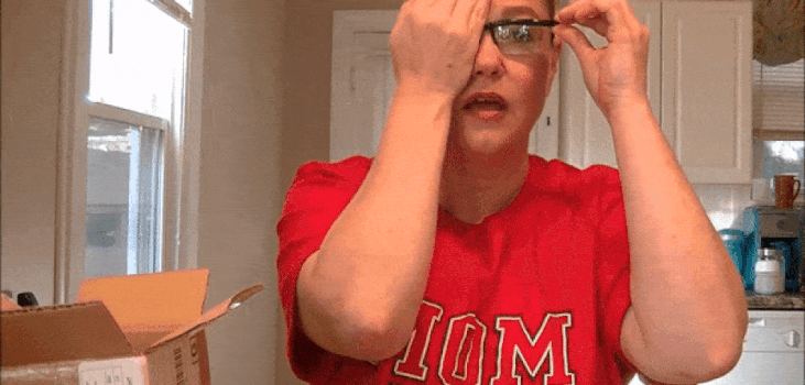 Vision Pro woman testing the glasses gif